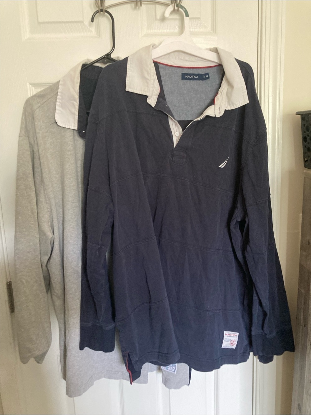 Nautica Navy and White Long-Sleeve Rugby Polo and grey rugby